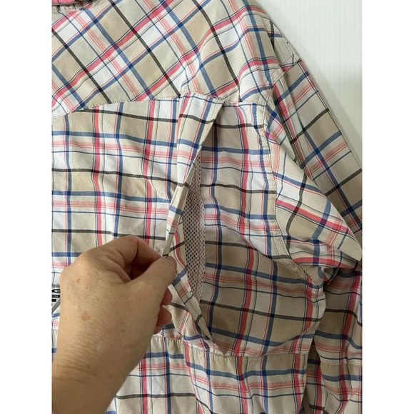 COLUMBIA PFG Plaid Button-Up Vented Fishing Shirt Blue/Pink Men's Size XXL - Picture 4 of 6